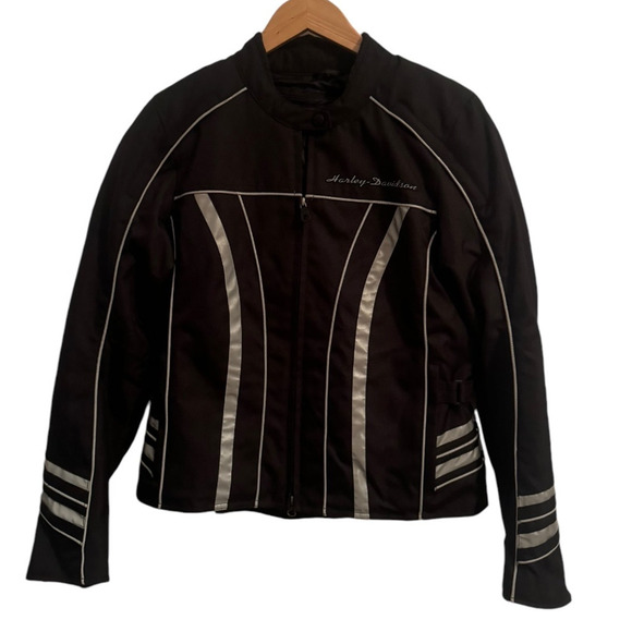 Harley Davidson Women M Jacket Black Gray Reflective Double Layer Cold Ride Coat - Picture 1 of 7
